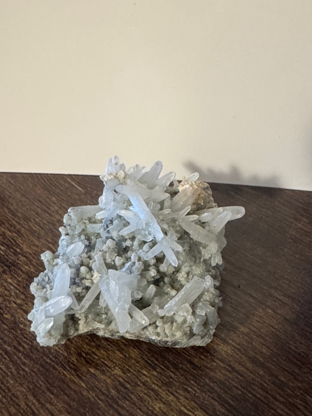 Clear White Quartz Needle Crystal Cluster w/Green Chlorite Inclusions